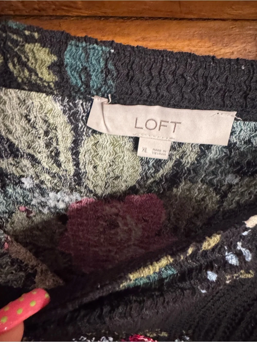 LOFT Black Floral Square-Neck Peasant Blouse